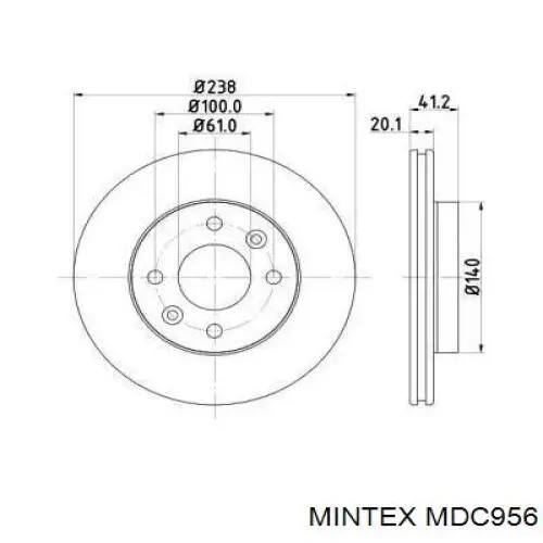 MDC956 Mintex диск тормозной передний