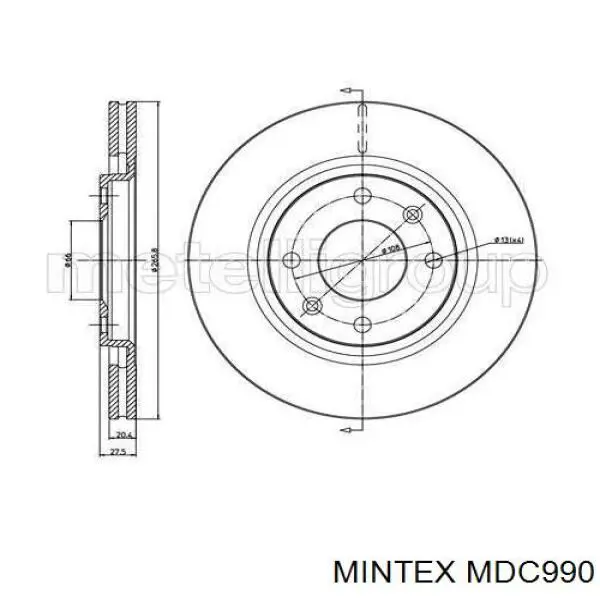 MDC990 Mintex Диск тормозной передний