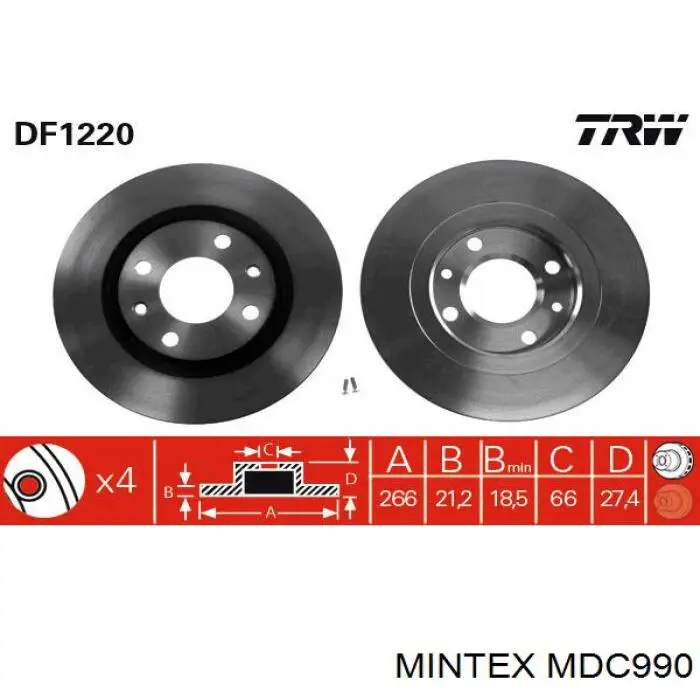 Тормоз дисковый передний Mintex MDC990 цена, от 22.29 USD