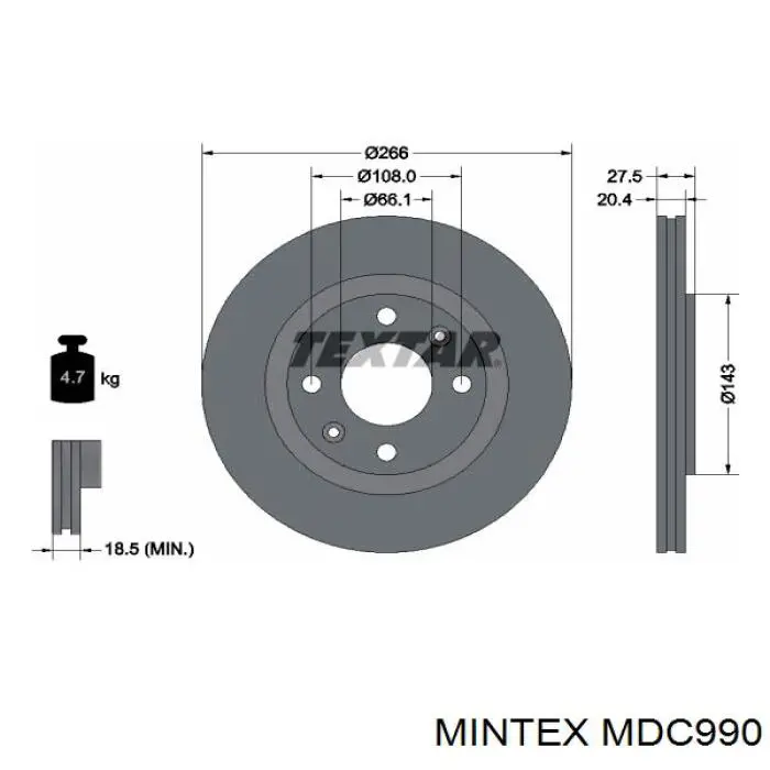 Купить MDC990 Mintex Ротор тормозной