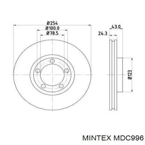 Диск тормозной передний Mintex MDC996