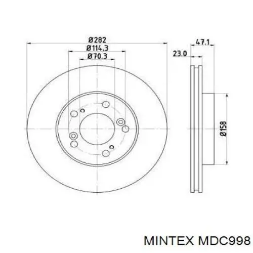 Диск тормозной передний Mintex MDC998