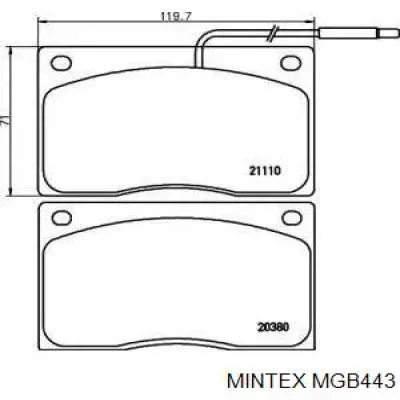 Передние тормозные колодки MGB443 Mintex