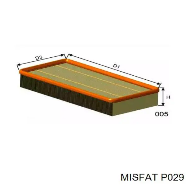 P029 Misfat Воздушный фильтр двигателя