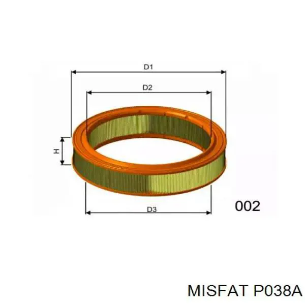 P038A Misfat воздушный фильтр
