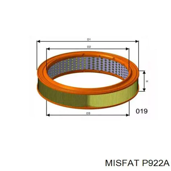 Воздушный фильтр P922A Misfat