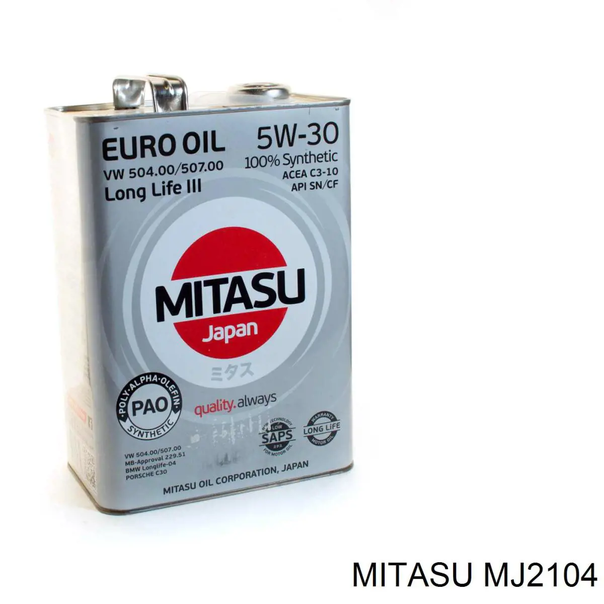 Моторное масло Mitasu EURO DIESEL DPF 5W-30 Синтетическое 4л (MJ2104)