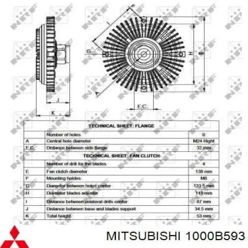 1000B593 Mitsubishi комплект прокладок двигателя полный