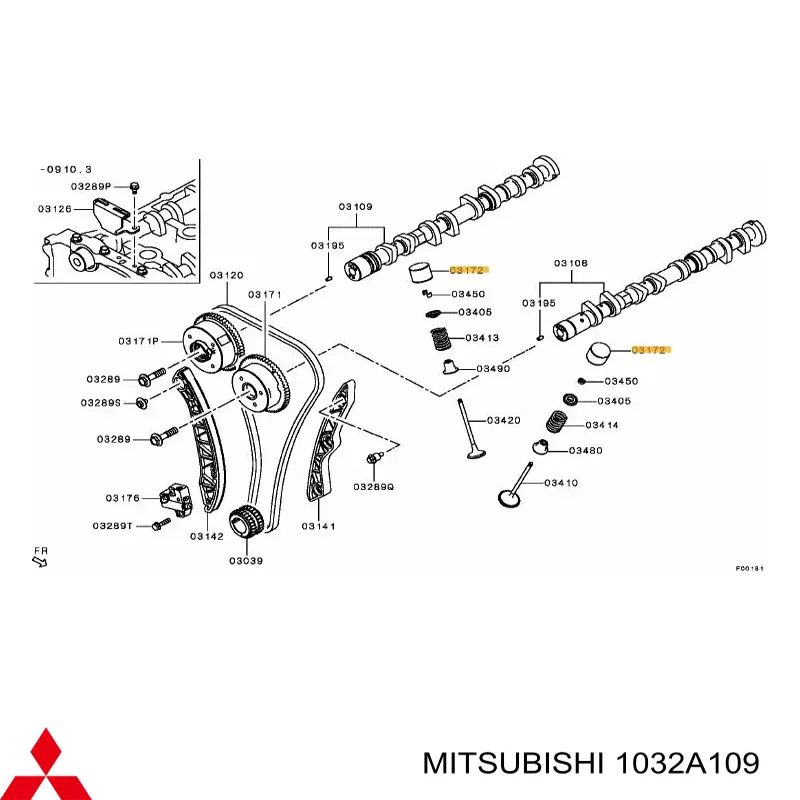 Гидрокомпенсатор (гидротолкатель), толкатель клапанов Mitsubishi 1032A109