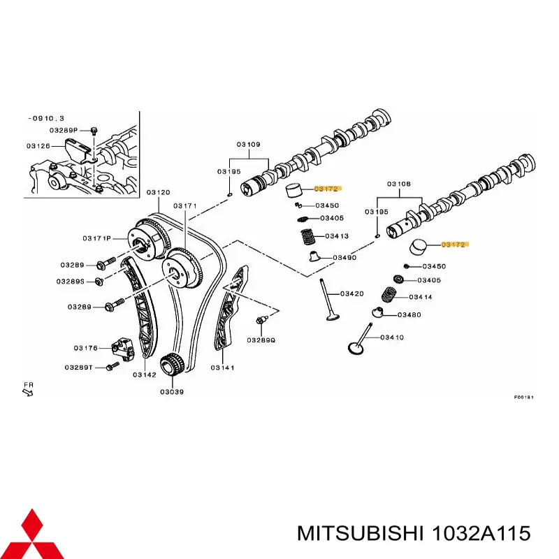 1032A115 Mitsubishi гидрокомпенсатор (гидротолкатель, толкатель клапанов)