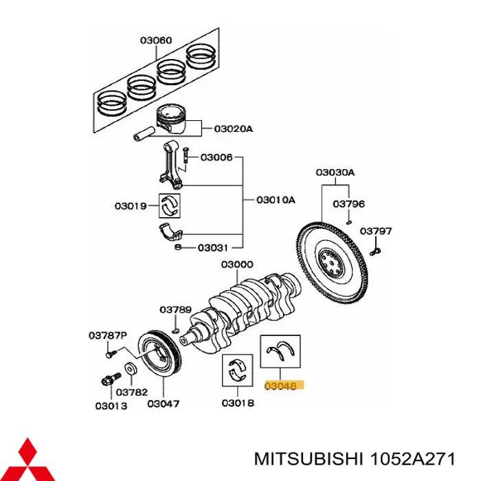 1052A271 Mitsubishi полукольцо упорное (разбега коленвала)