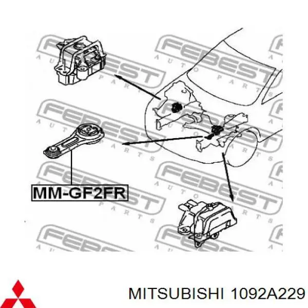 Подушка двигателя передняя Mitsubishi 1092A229