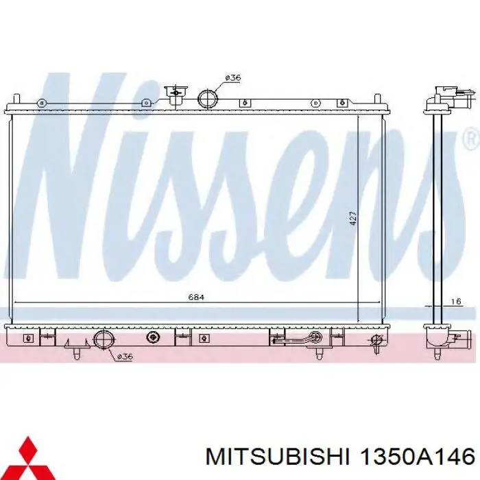 Радиатор охлаждения двигателя Mitsubishi 1350A146
