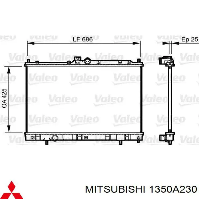 Купить 1350A230 Mitsubishi Радиатор водяной