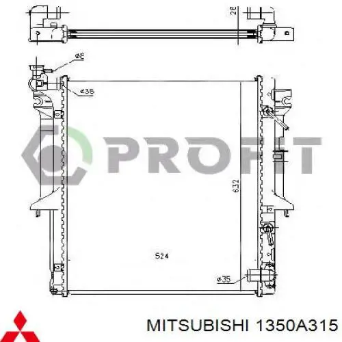 Радиатор охлаждения двигателя Mitsubishi 1350A315 цена, от 97.46 USD