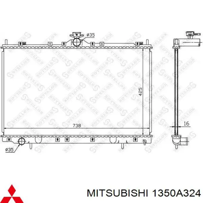 Радиатор 1350A324 Mitsubishi