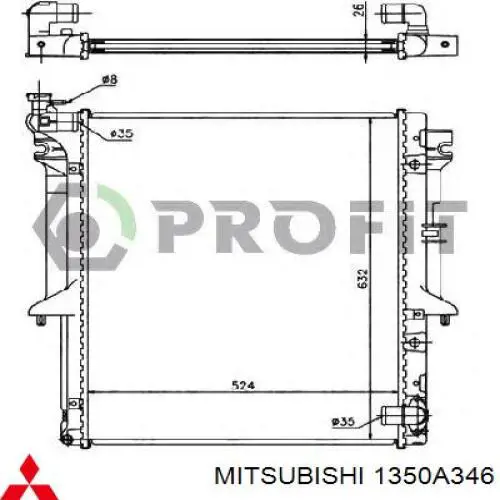 Купить 1350A346 Mitsubishi Радиатор водяной