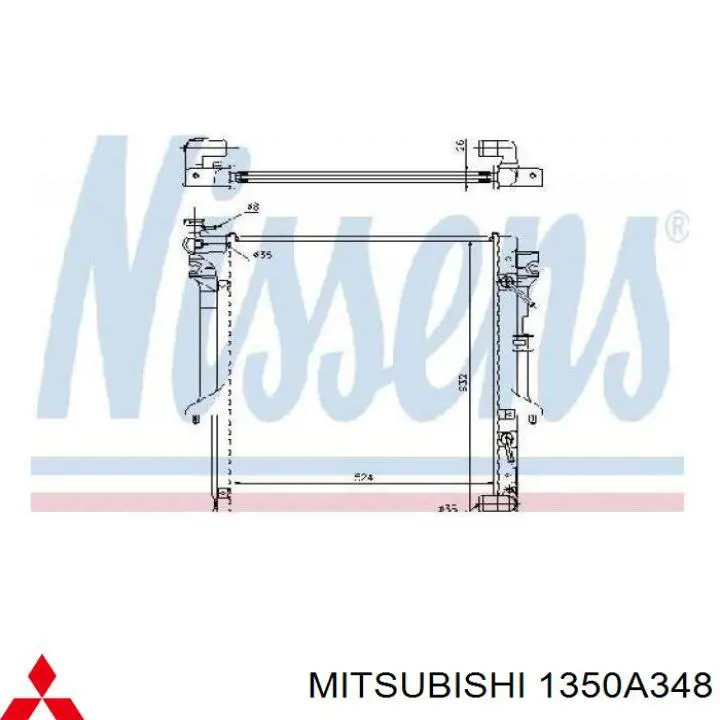Радиатор охлаждения двигателя Mitsubishi 1350A348