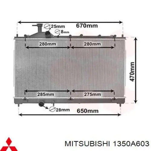 Радиатор охлаждения двигателя Mitsubishi 1350A603 цена, от 188.10 USD