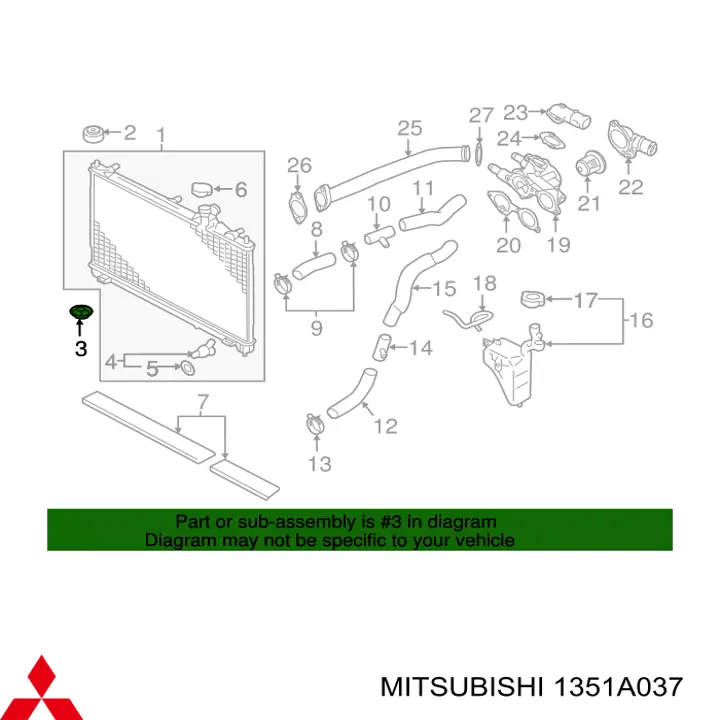 Кронштейн (подушка крепления) радиатора нижний Mitsubishi 1351A037 цена, от 3.81 USD