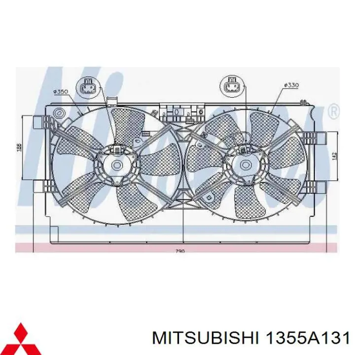 Motor direito de ventilador do sistema de esfriamento para Mitsubishi Lancer (CY_A, CZ_A)