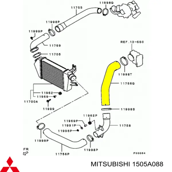 1505A088 Mitsubishi cano derivado de ar, da válvula de borboleta