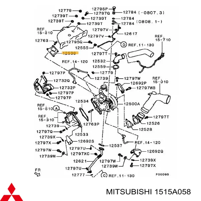 Vedante de turbina dos gases de escape, admissão para Mitsubishi Lancer (CY_A, CZ_A)
