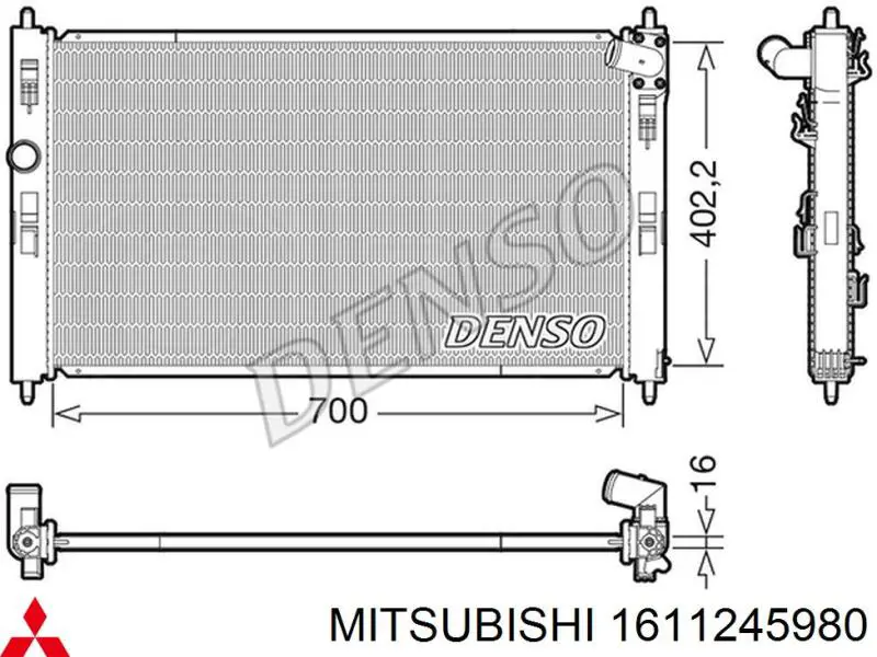 1611245980 Mitsubishi radiador de esfriamento de motor