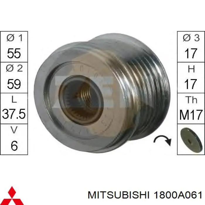Шкив генератора MITSUBISHI 1800A061