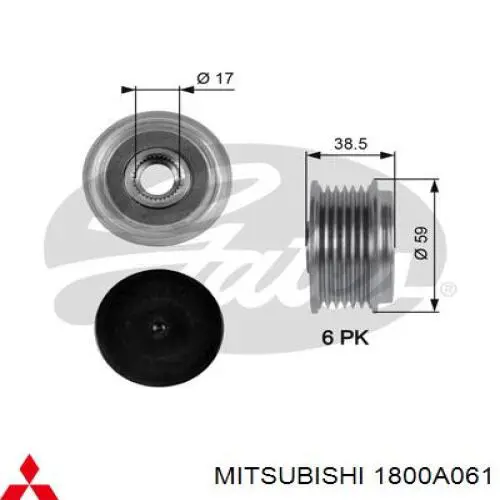 Купить 1800A061 Mitsubishi Шкив ремня генератора