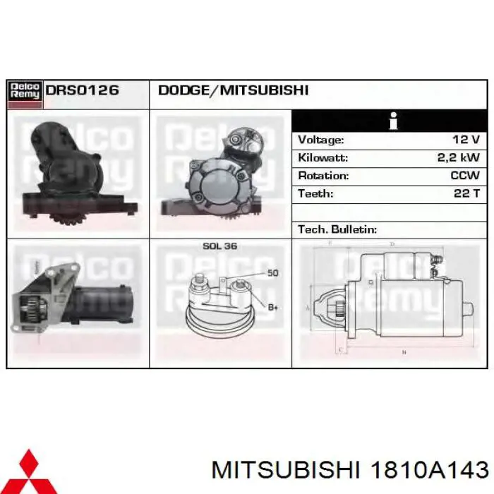Стартер Mitsubishi 1810A143 цена, от 99.48 USD