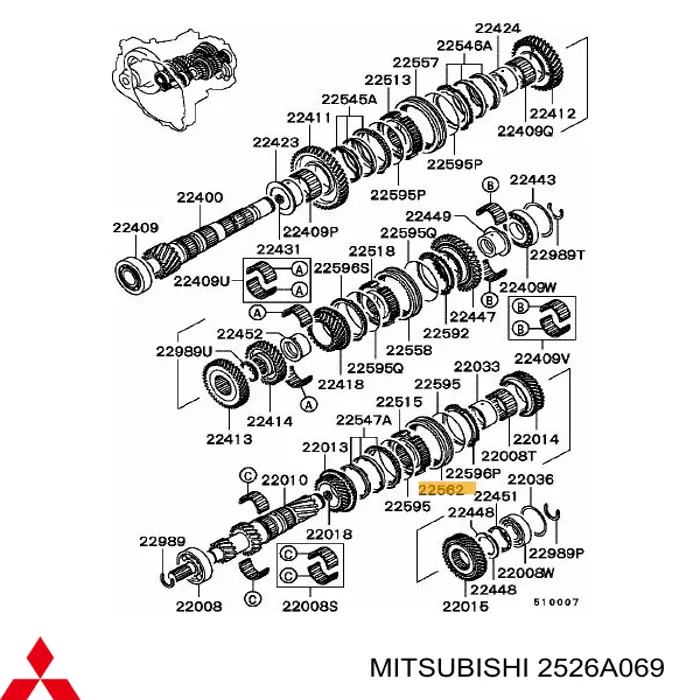 Acoplamento de sincronizador, abraçadeira externa de 3ª/4ª velocidade para Mitsubishi L 200 (KA_T, KB_T)