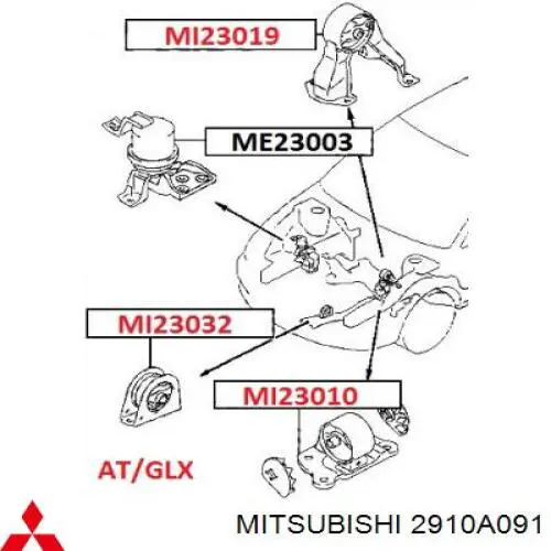 Подушка (опора) двигателя левая передняя Mitsubishi 2910A091 цена, от 24.35 USD
