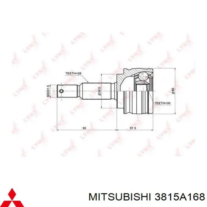 Правая полуось 3815A168 Mitsubishi