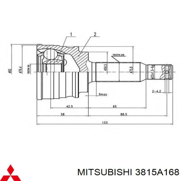 Привод передний правый Mitsubishi 3815A168 цена, от 63.35 USD