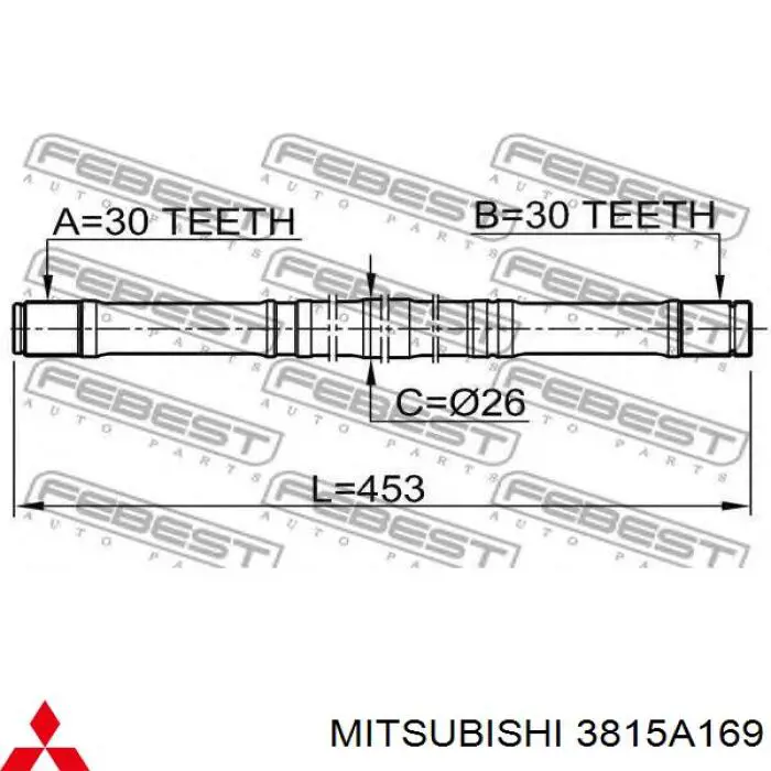 3815A169 Mitsubishi полуось (привод передняя левая)