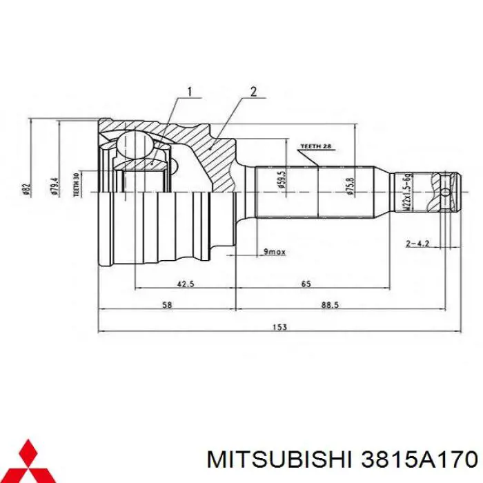 3815A170 Mitsubishi полуось (привод передняя правая)