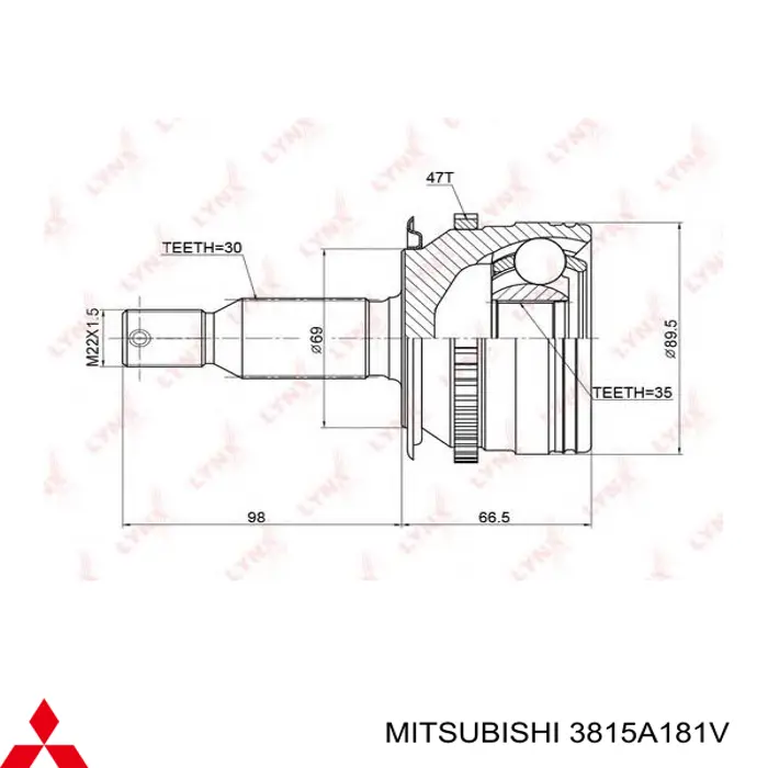 ШРУС наружный передний 3815A181V Mitsubishi