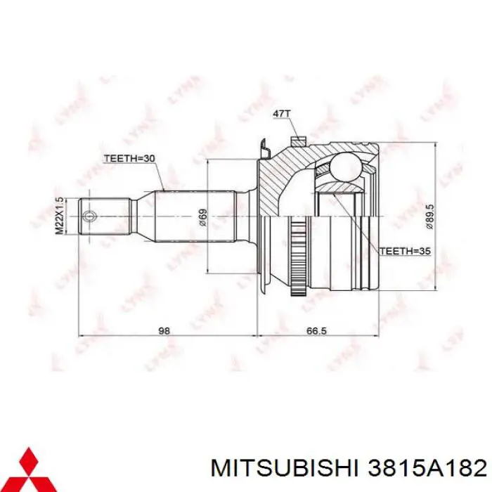 Semieixo (acionador) dianteiro direito Mitsubishi 3815A182 preço, a partir de 107,46 USD