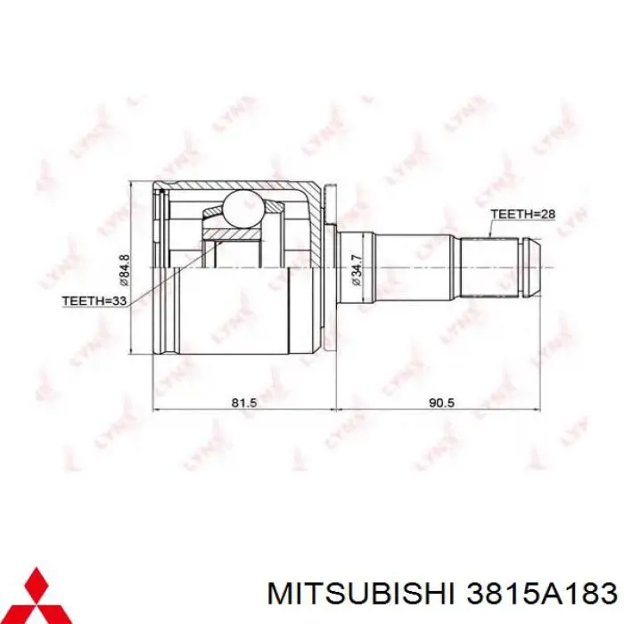 Шарнир угловых скоростей передний левый Mitsubishi 3815A183 цена, от 38.52 USD