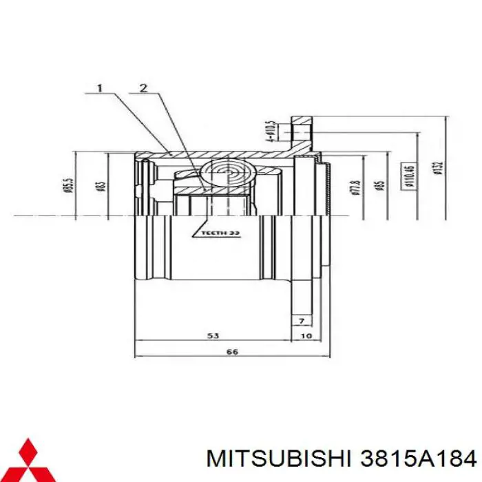 3815A184 Mitsubishi шрус внутренний передний правый