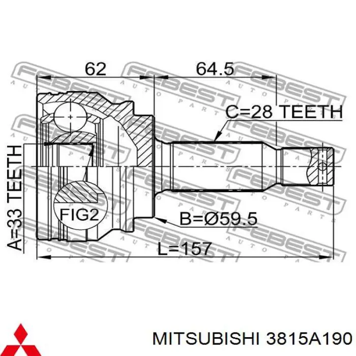 3815A190 Mitsubishi полуось (привод передняя правая)