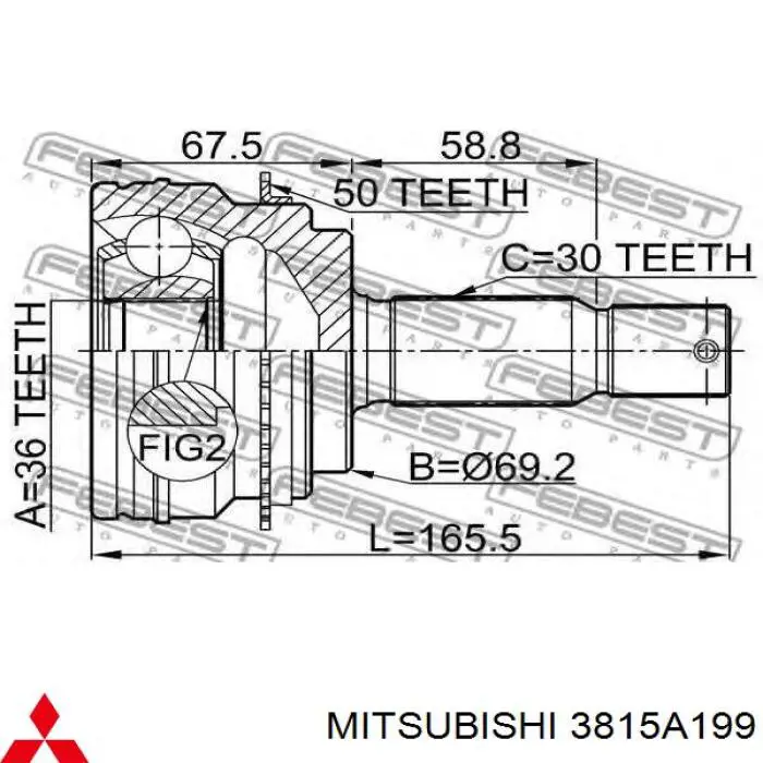 Левая полуось 3815A199 Mitsubishi