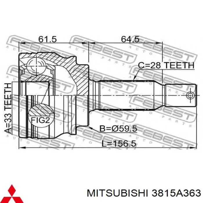 3815A363 Mitsubishi semieixo (acionador dianteiro esquerdo)