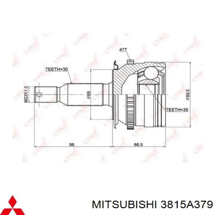 3815A379 Mitsubishi полуось (привод передняя левая)