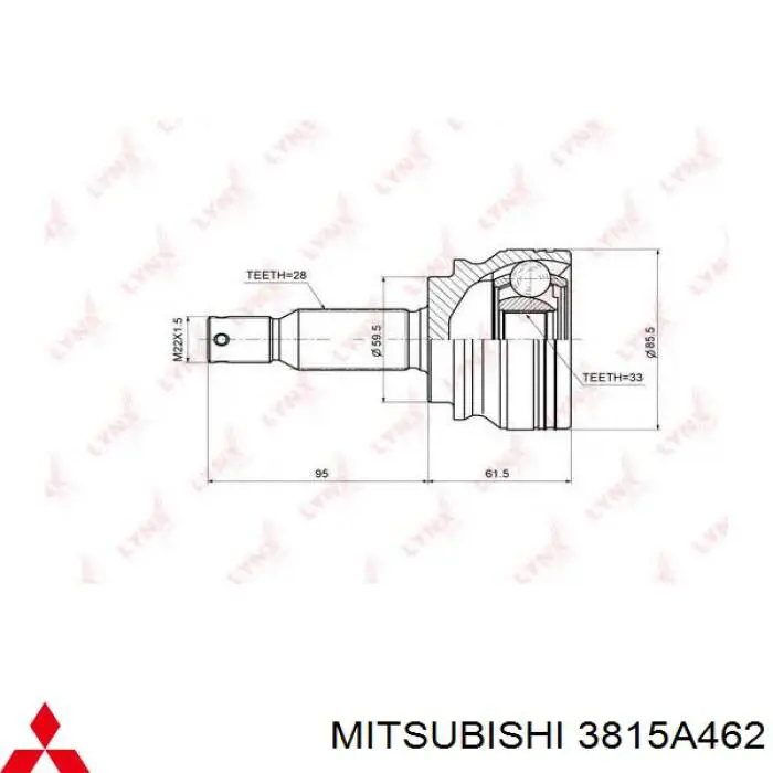 3815A462 Mitsubishi semieixo (acionador dianteiro direito)