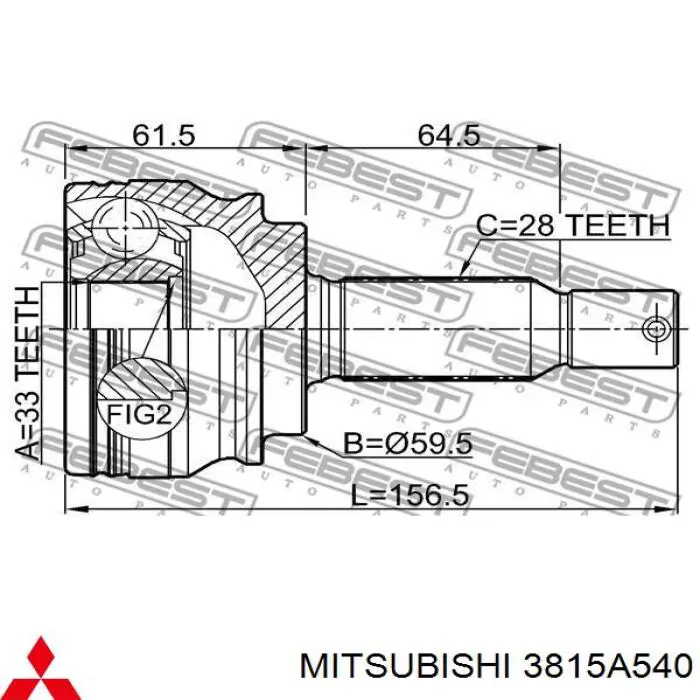 ШРУС наружный передний 3815A540 Mitsubishi