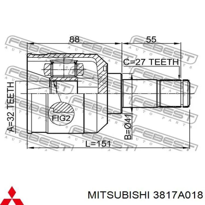 3817A018 Mitsubishi шрус внутренний передний левый