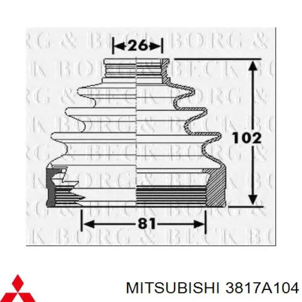 Fuelle, árbol de transmisión delantero interior 3817A104 Mitsubishi