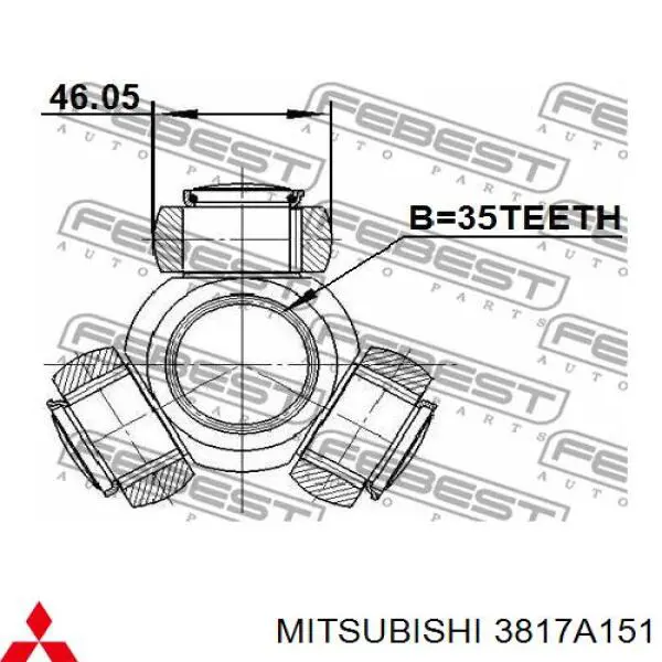 3817A151 Mitsubishi шрус внутренний передний левый